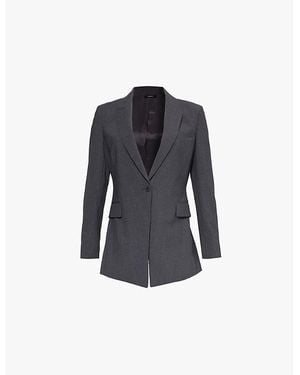 Theory Etiennette Single-Breasted Regular-Fit Stretch-Wool Blazer - Blue
