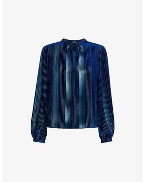 Whistles Devore Velvet-Texture Woven Blouse - Blue