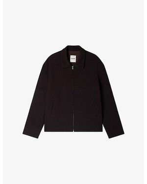 Sandro Zip-Up Waffle-Texture Woven Jacket - Black