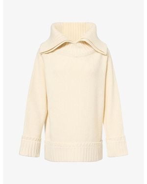 Victoria Beckham Wide-Collar Wool-Blend Jumper - Natural