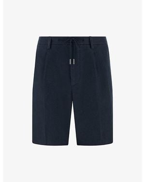 BOGGI Drawcord Linen Bermuda Shorts - Blue