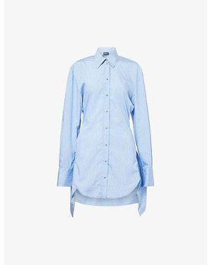 David Koma Crystal Striped Woven Mini Dress - Blue