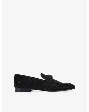 Kurt Geiger Hugh 2 Embellished Velvet Loafers - Black
