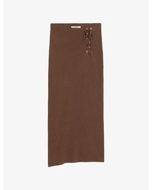 Zadig & Voltaire Juno Lace-Up Cotton And Linen Maxi Skirt - Brown