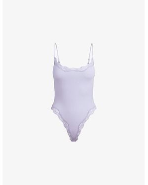 Skims Fits Everybody Lace Cami Jersey Bodysuit - Purple