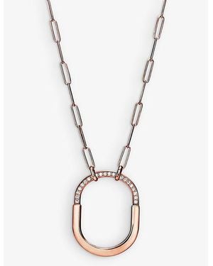 Tiffany & Co. Tiffany Lock 18Ct Rose- And 0.43Ct Round-Brilliant Diamond Pendant Necklace - Metallic