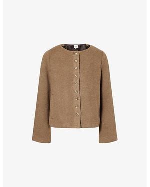 Reformation Lucia Round-Neck Wool-Blend Jacket - Brown