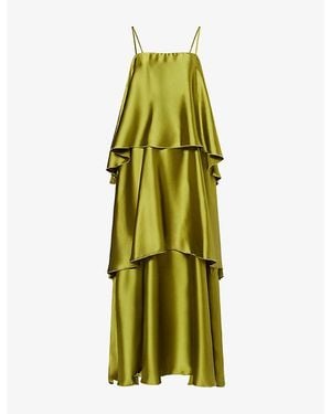Pretty Lavish Tove Tiered Satin Maxi Dress - Green