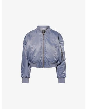 Anine Bing Leon Cropped Woven-Shell Bomber Jacket - Blue