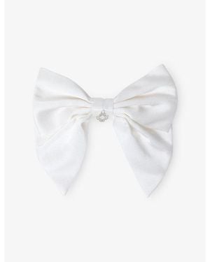 Maje Charm-Embellished Silk Bow Barrette - White
