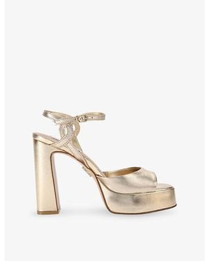 Steve Madden Miliana Heeled Leather Sandals - Metallic