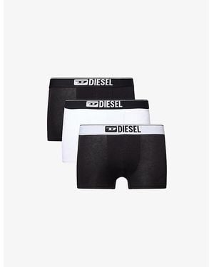 DIESEL Damien Branded-Waistband Pack Of Three Stretch-Cotton Boxers - Black