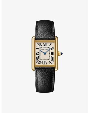 Cartier Crwgta0359 Tank Louis Large 18Ct- And Leather Quartz Watch - Black