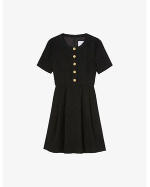 LK Bennett Lydia Button-Embellished Linen Mini Dress - Black