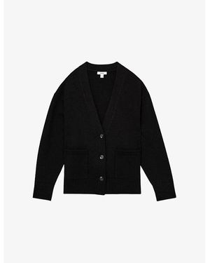 Reiss Harper Patch-Pocket Knitted Cardigan - Black