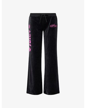 Juicy Couture Angel Straight-Leg Velour Jogging Bottoms - Black