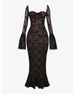 House Of Cb Delilah Corseted Lace Maxi Dress - Black
