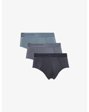 CHE Branded Mid-Rise Pack Of Three Stretch-Woven Briefs - Blue