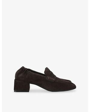 Steve Madden Estee Heeled Suede Loafers - Black