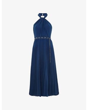 Phase Eight Sathia Halterneck Woven Midi Dress - Blue