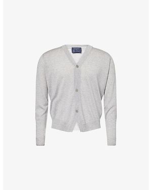 John Smedley X Bill Nighy V-Neck Merino Wool Cardigan - Grey