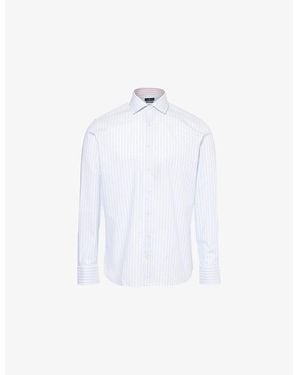 Hackett Stripe-Print Long-Sleeve Cotton Shirt - White
