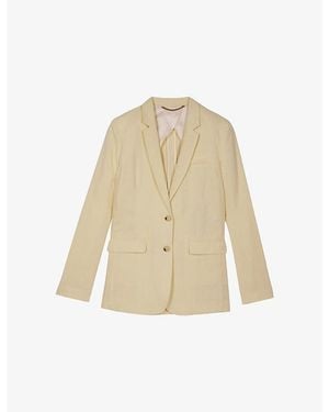 The Kooples Notch-Lapel Regular-Fit Linen Blazer - Natural