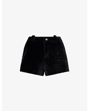 Nour Hammour Leontine High-Waist Shearling Shorts - Black