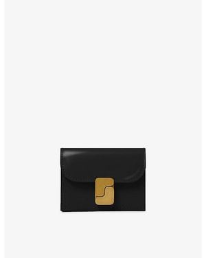 Soeur Aube 'S'-Monogram Cowhide Cardholder - Black