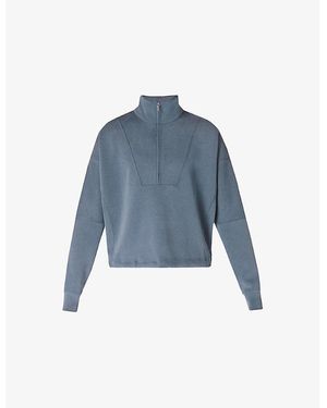 Sweaty Betty Funnel-Neck Half-Zip Stretch-Jersey Sweatshirt - Blue