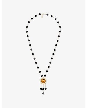 The Kooples Beaded Brass Pendant Necklace - Metallic