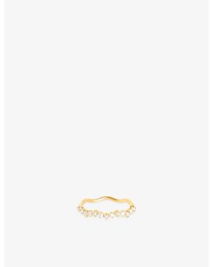 Astrid & Miyu Wave 14Ct, Cultured Pearl And Lab-Grown Diamond Band Ring - Metallic