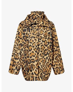 Alaïa Leopard-Print Funnel-Neck Nylon Coat - Multicolour