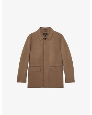 Reiss Tamworth Button-Up Double-Face Wool-Blend Jacket - Brown