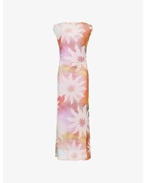 Never Fully Dressed Soleil Luna Printed Mesh Maxi Dress - Pink
