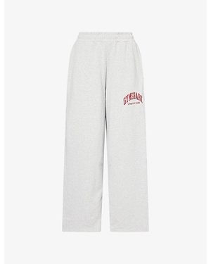 GYMSHARK Collegiate Graphic Straight-Leg Cotton-Blend Jogging Bottoms - White
