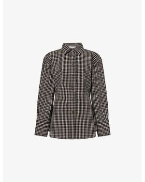 RÓHE Frames Cinched Checked Cotton Shirt - Grey