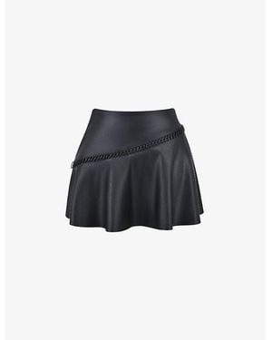 House Of Cb Nova Braided-Trim Faux-Leather Mini Skirt - Black