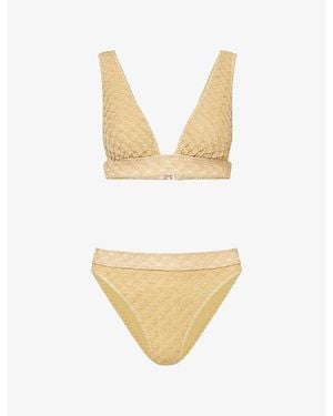 Missoni Deep V-Neck Metallic-Knit Bikini Set