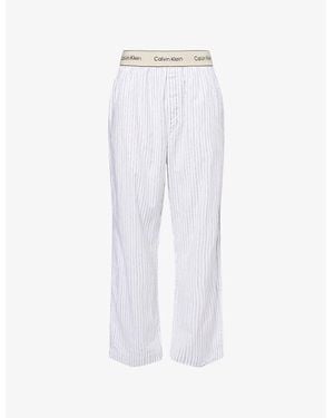 Calvin Klein Heritage Branded-Waistband Cotton Pajamas Pants - White