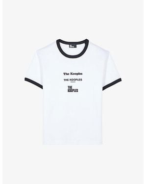 The Kooples Brand-Print Contrast-Trim Cotton-Jersey T-Shirt - White