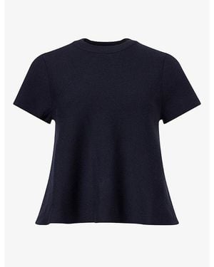 ME+EM Swing Short-Sleeve Knitted Wool-Blend Top - Blue