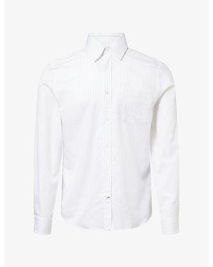 dunhill Stripe-Print Pointed-Collar Cotton Shirt - White