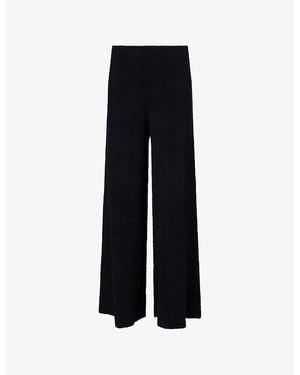 ME+EM Textured Palazzo Cotton-Blend Trousers - Black