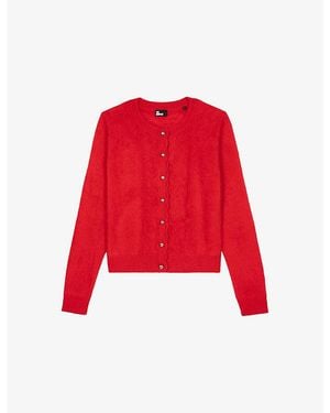 The Kooples Round-Neck Button-Down Cashmere Cardigan - Red