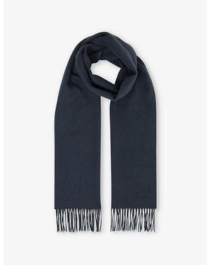 Reiss Picton Fringed-Trim Wool And Cashmere-Blend Scarf - Blue