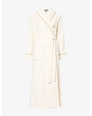 Ralph Lauren Dalton Embroidered-Logo Woven Robe - Natural