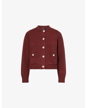 ME+EM Patch-Pocket Straight-Fit Knitted Cotton Cardigan - Red