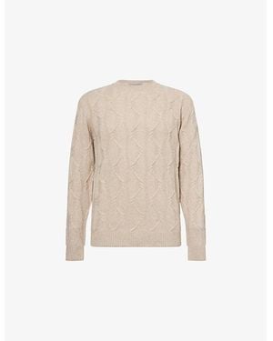 Corneliani Cable-Knit Crewneck Wool And Cashmere Sweater - Natural