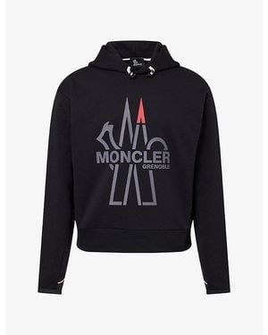 Moncler Logo-Print Long-Sleeve Woven Hoody - Blue
